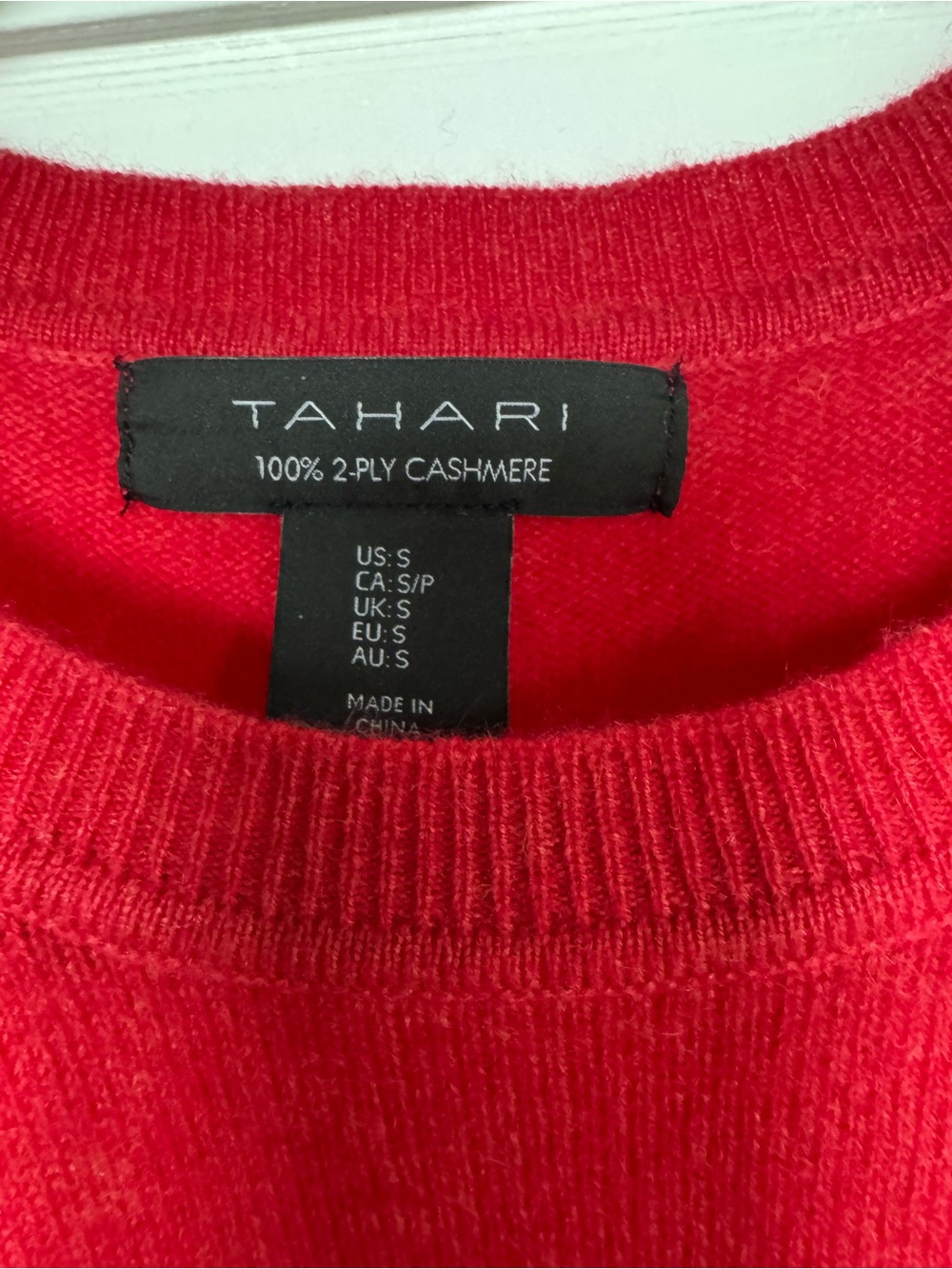 Tahari 100% Cashmere Red Crewneck Sweater